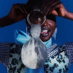 Bar lll Hand Beaded Silver Tone Bracelet Evening Clutch Bag